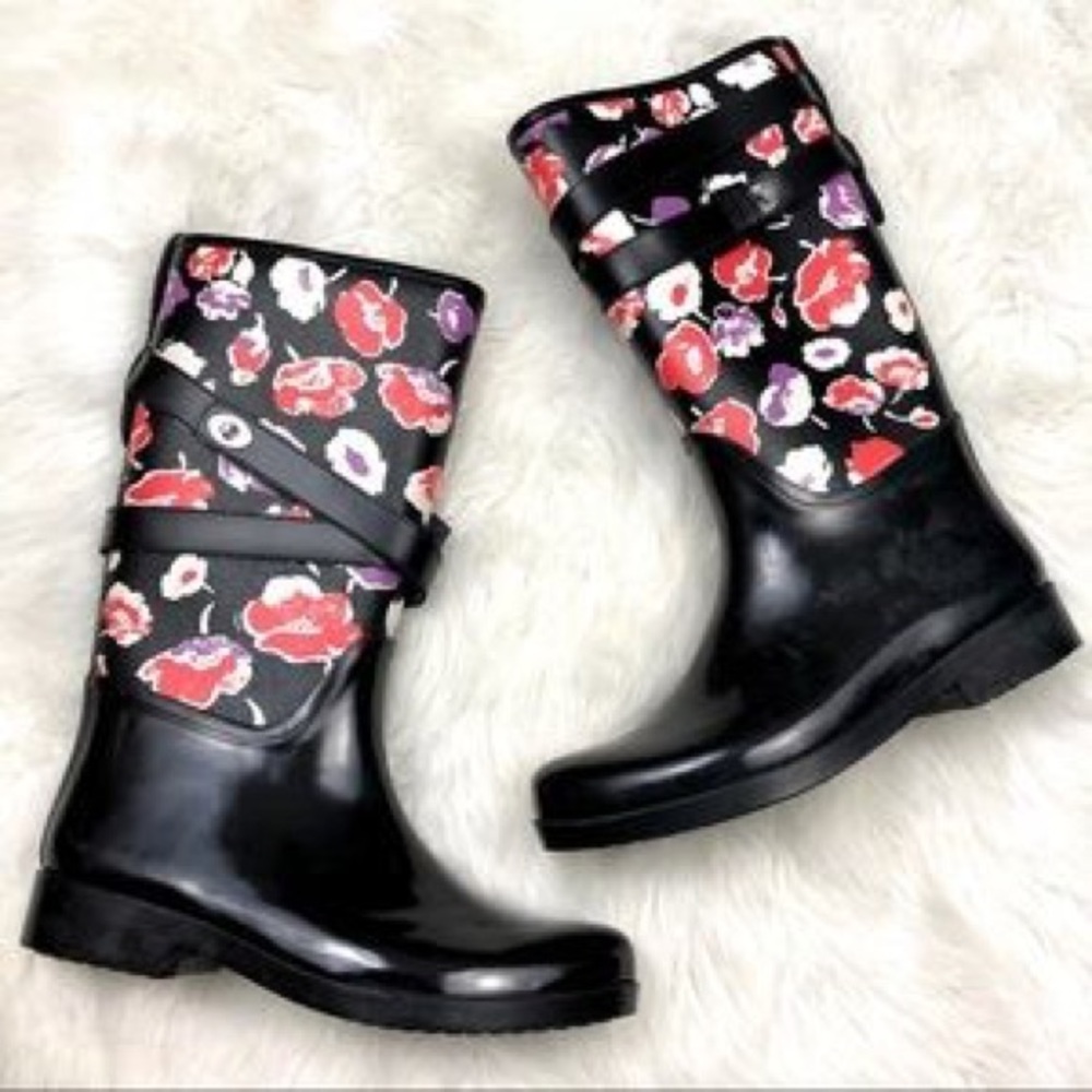 Coach Poppy print Rain Boots size 11